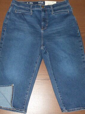 Skinny Stretch Capri Blue Jeans High Rise Size 10 Front Pockets